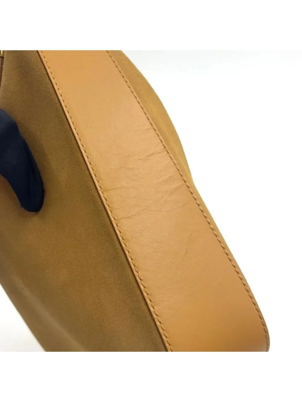 ★SOLD★ Gucci Suede Hobo Leather Light Brown Shoulder Bag Gold - Picture 9 of 15